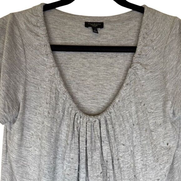 Talbots Heather Gray Beaded Short Sleeve T Shirt Size S - Picture 3 of 13